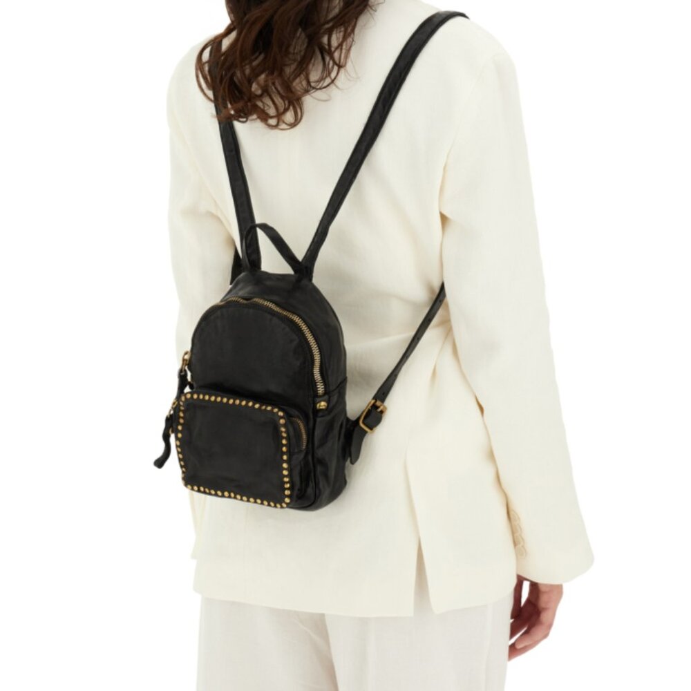 Campomaggi Black Small Backpack with Rivets - Picture 11 of 14